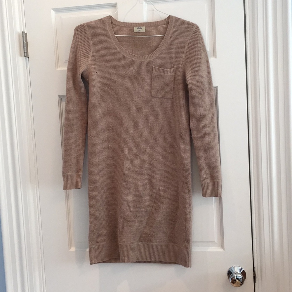 Merino Wool Waffle-Knit Long-sleeve Dress